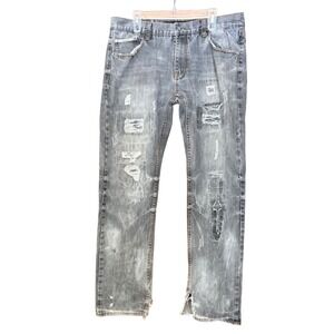 The Heritage By America 76 Men Distressed Jeans Embellished Button Fly 38x34 Y2K